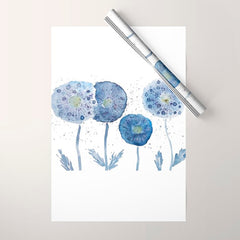 4 indigo abstract dandelion 2 Wrapping Paper