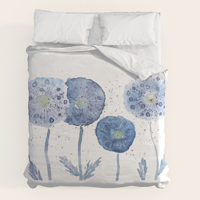 4 indigo abstract dandelion 2 Duvet Cover