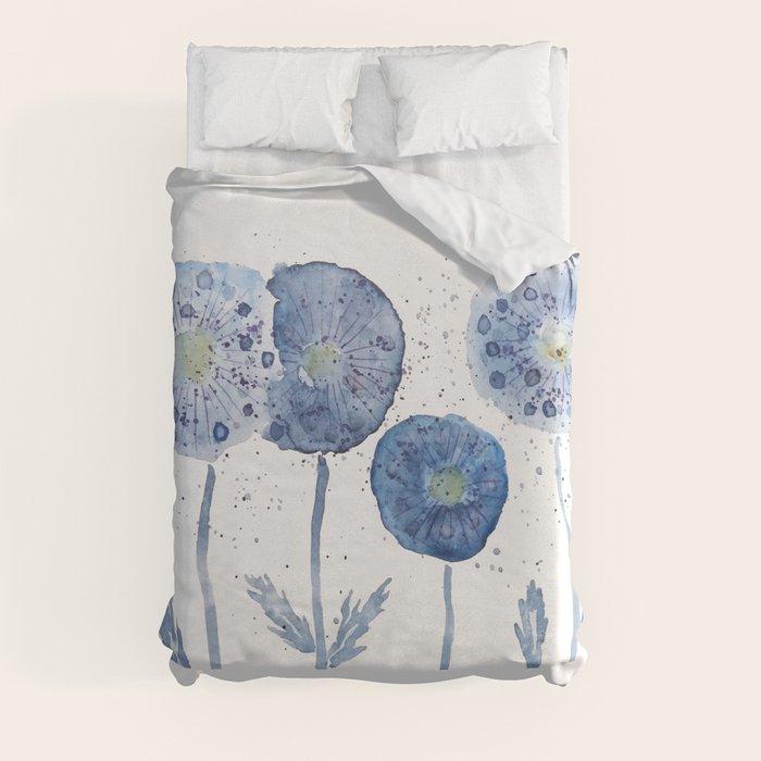 4 indigo abstract dandelion 2 Duvet Cover