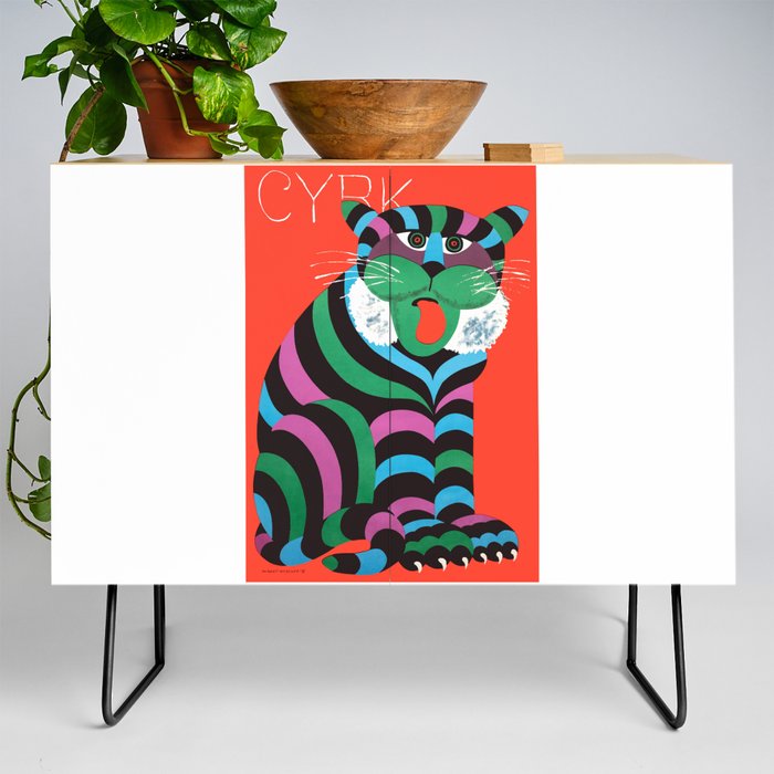 1975 CYRK Polish Circus Tiger Advertising Poster Credenza