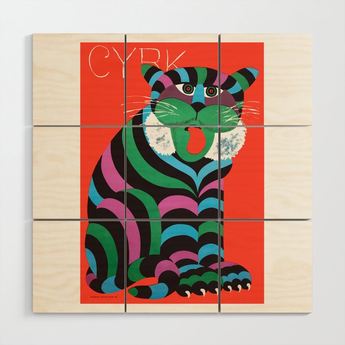 1975 CYRK Polish Circus Tiger Advertising Poster Wood Wall Art