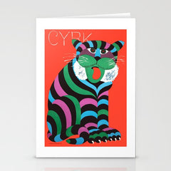 1975 CYRK Polish Circus Tiger Advertising Poster Stationery Card