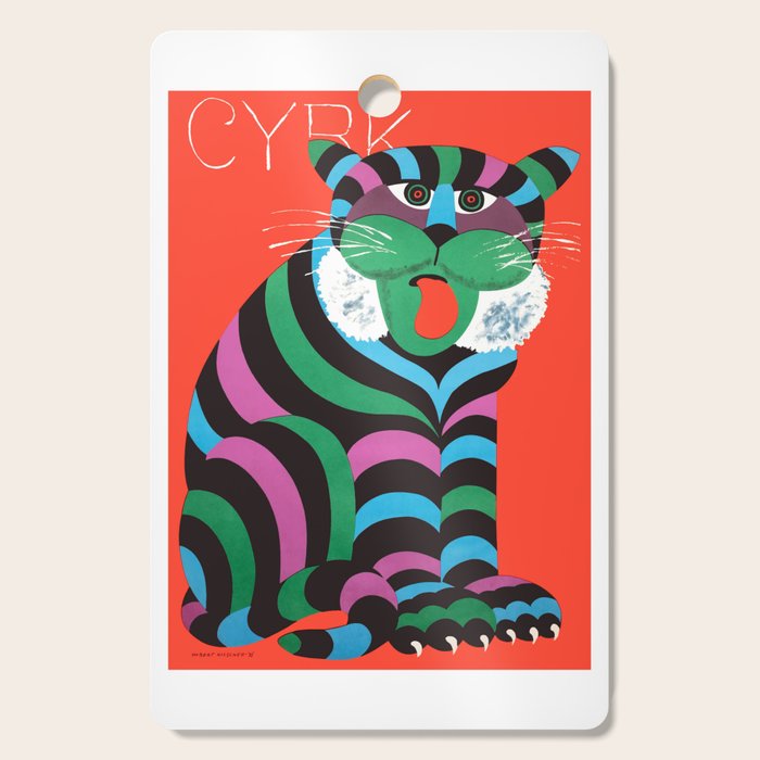 1975 CYRK Polish Circus Tiger Advertising Poster Cutting Board