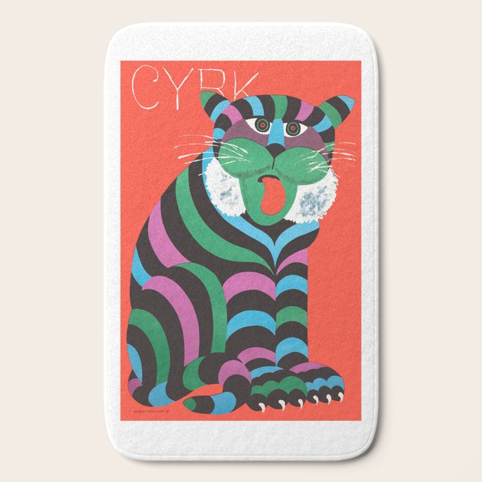 1975 CYRK Polish Circus Tiger Advertising Poster Bath Mat