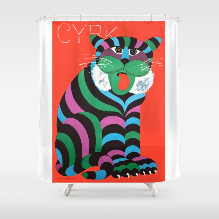 1975 CYRK Polish Circus Tiger Advertising Poster Shower Curtain