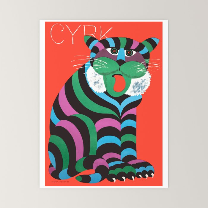 1975 CYRK Polish Circus Tiger Advertising Poster Mini Art Print
