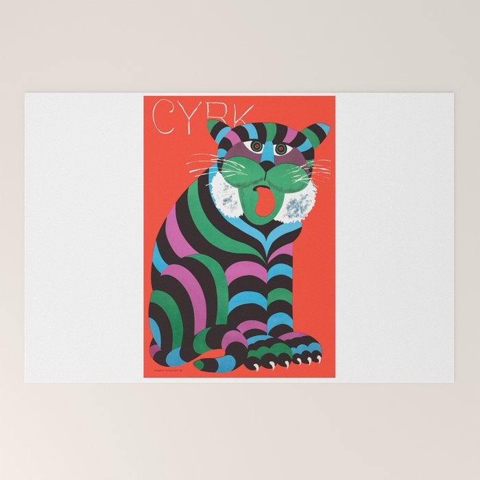 1975 CYRK Polish Circus Tiger Advertising Poster Welcome Mat