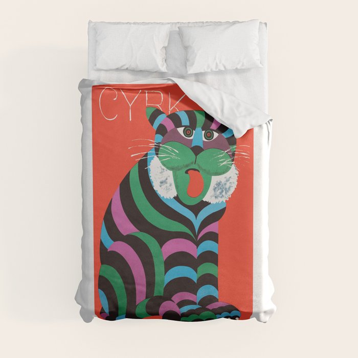 1975 CYRK Polish Circus Tiger Advertising Poster Duvet Cover