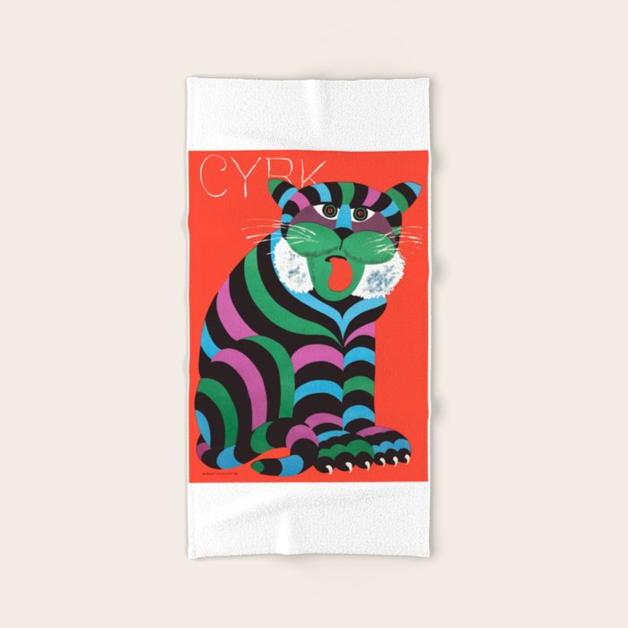 1975 CYRK Polish Circus Tiger Advertising Poster Bath Towel