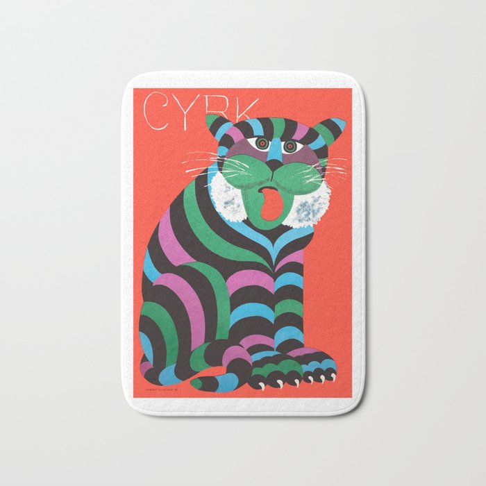 1975 CYRK Polish Circus Tiger Advertising Poster Bath Mat