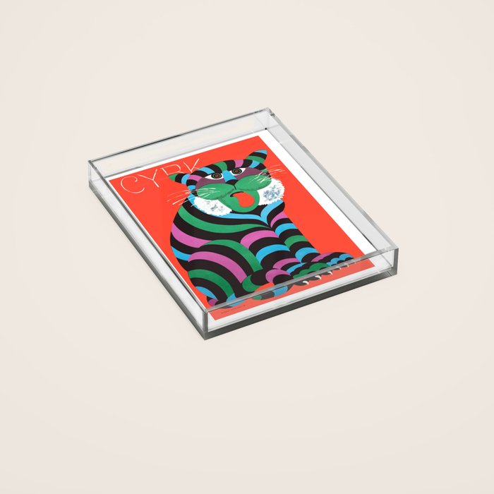 1975 CYRK Polish Circus Tiger Advertising Poster Acrylic Tray
