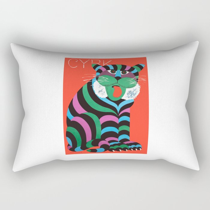 1975 CYRK Polish Circus Tiger Advertising Poster Rectangular Pillow