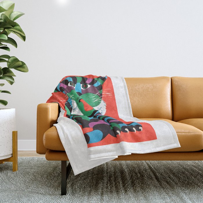 1975 CYRK Polish Circus Tiger Advertising Poster Throw Blanket