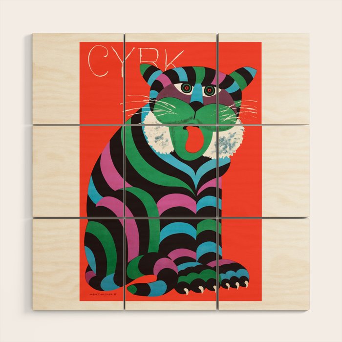 1975 CYRK Polish Circus Tiger Advertising Poster Wood Wall Art