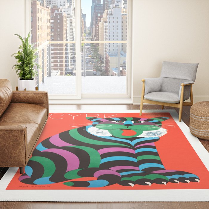 1975 CYRK Polish Circus Tiger Advertising Poster Rug