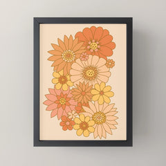 70s Retro Daisy Floral Mini Art Print
