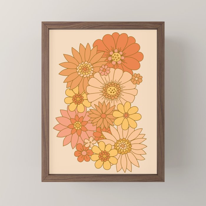 70s Retro Daisy Floral Mini Art Print