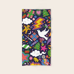 60s 70s psychedelic Modern Christmas Confetti Pattern Bath Towel