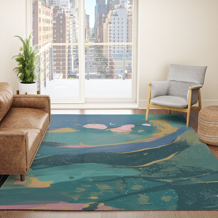 "You Are Worthy" Midnight Background Rug