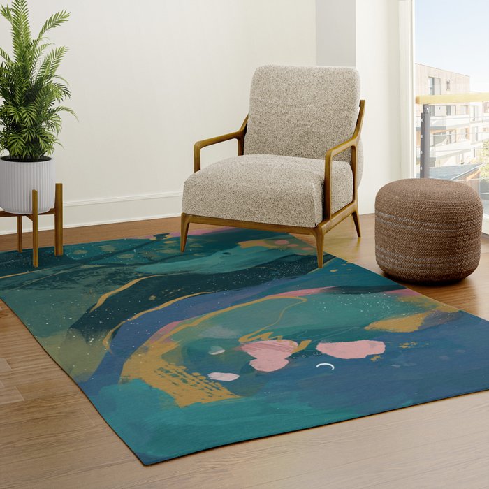 "You Are Worthy" Midnight Background Rug
