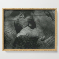 1912, The Kiss, Lovers black and white photography by Anne Brigmann Serving Tray