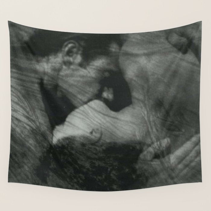 1912, The Kiss, Lovers black and white photography by Anne Brigmann Wall Tapestry