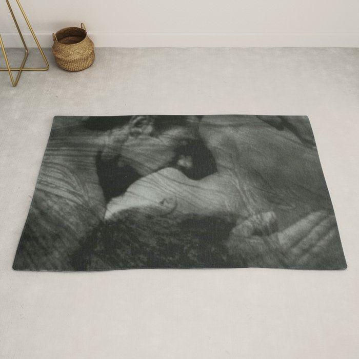 1912, The Kiss, Lovers black and white photography by Anne Brigmann Rug
