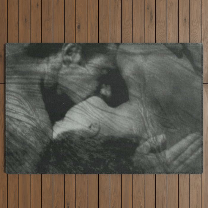 1912, The Kiss, Lovers black and white photography by Anne Brigmann Outdoor Rug