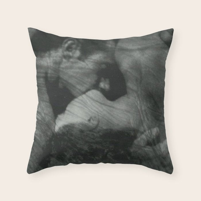 1912, The Kiss, Lovers black and white photography by Anne Brigmann Throw Pillow