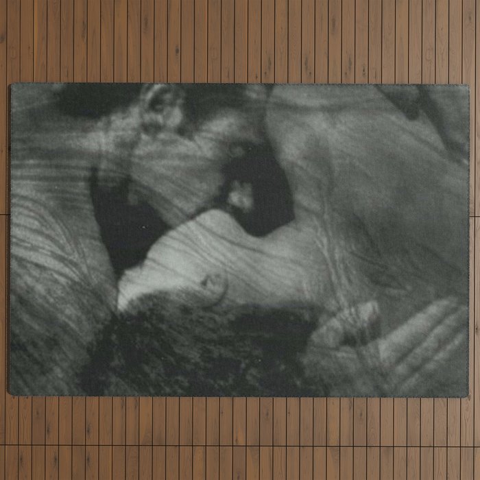 1912, The Kiss, Lovers black and white photography by Anne Brigmann Outdoor Rug