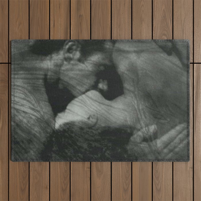 1912, The Kiss, Lovers black and white photography by Anne Brigmann Outdoor Rug