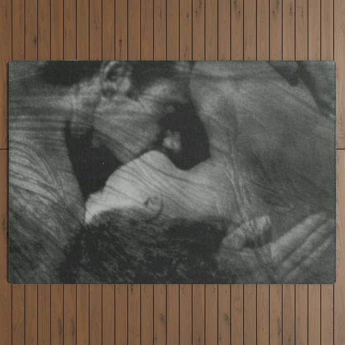 1912, The Kiss, Lovers black and white photography by Anne Brigmann Outdoor Rug