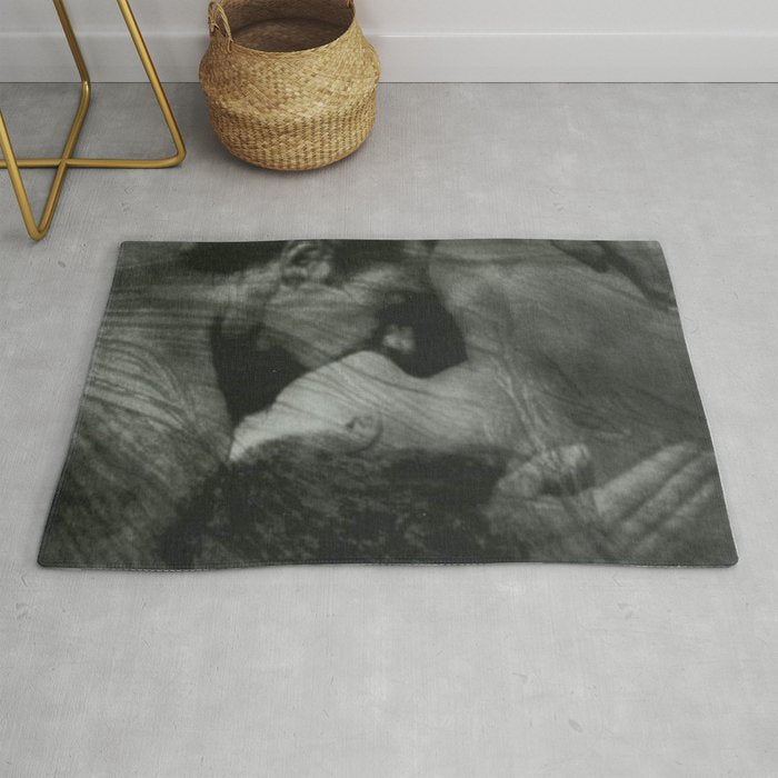 1912, The Kiss, Lovers black and white photography by Anne Brigmann Rug
