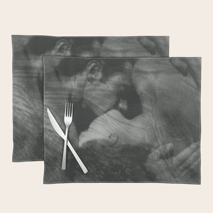 1912, The Kiss, Lovers black and white photography by Anne Brigmann Placemat