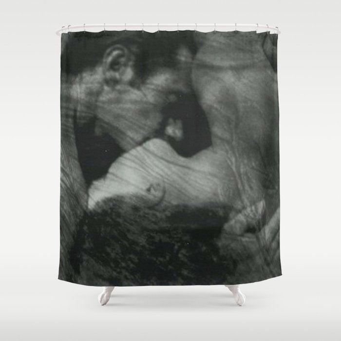 1912, The Kiss, Lovers black and white photography by Anne Brigmann Shower Curtain