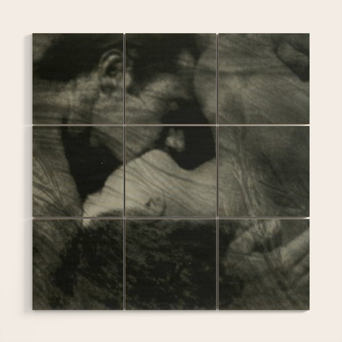 1912, The Kiss, Lovers black and white photography by Anne Brigmann Wood Wall Art