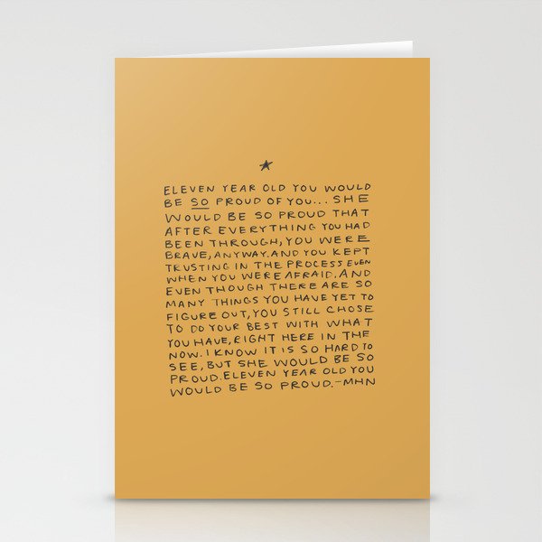 11 year old would be so proud of you Stationery Card