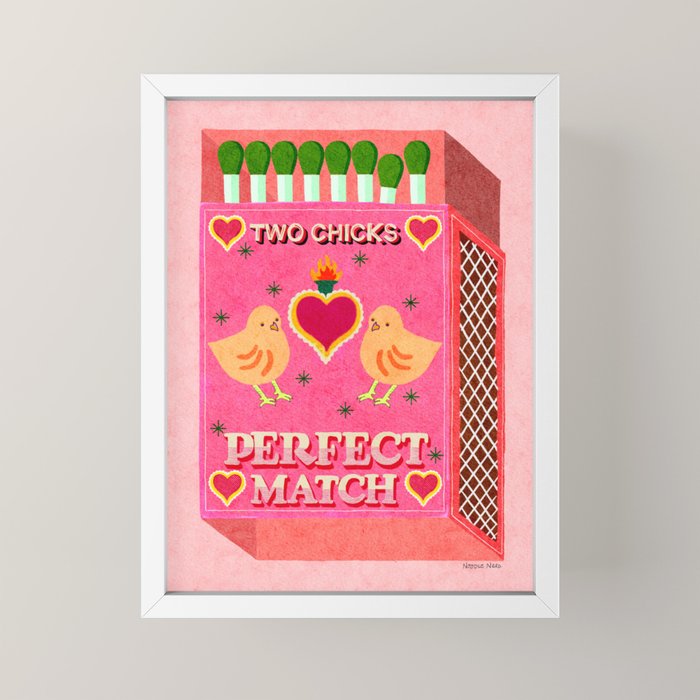 2 Chicks Perfect Match Vintage Matchbox Light Pink Palette Mini Art Print