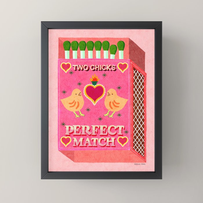 2 Chicks Perfect Match Vintage Matchbox Light Pink Palette Mini Art Print