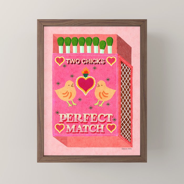 2 Chicks Perfect Match Vintage Matchbox Light Pink Palette Mini Art Print