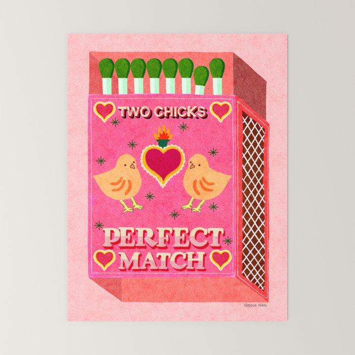 2 Chicks Perfect Match Vintage Matchbox Light Pink Palette Mini Art Print