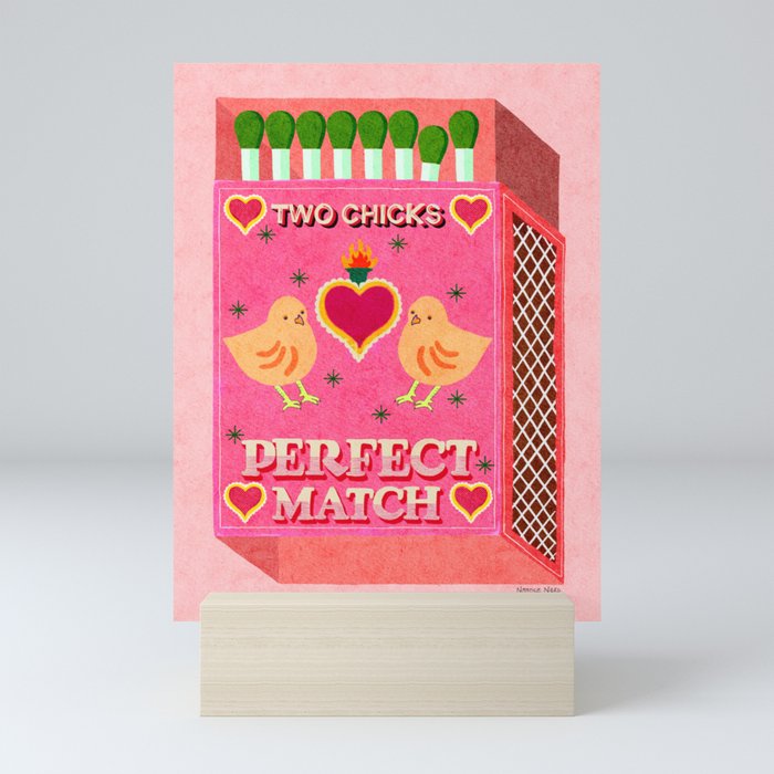 2 Chicks Perfect Match Vintage Matchbox Light Pink Palette Mini Art Print