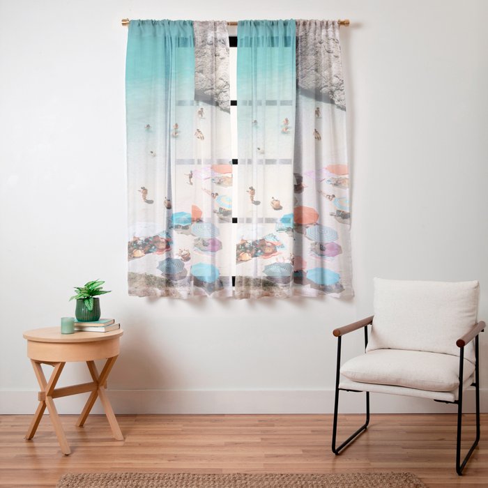 A Day At The Beach Window Curtain