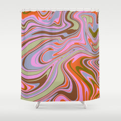 70s Psychedelic Swirl Shower Curtain