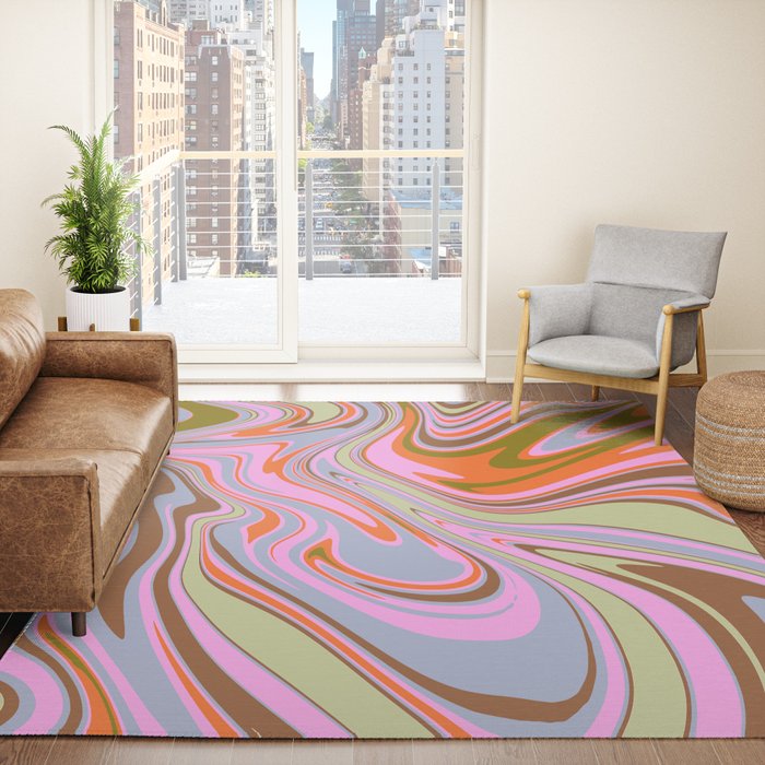 70s Psychedelic Swirl Rug