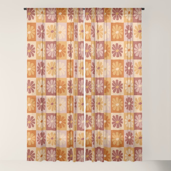 70's Daisy Bloom  Window Curtain