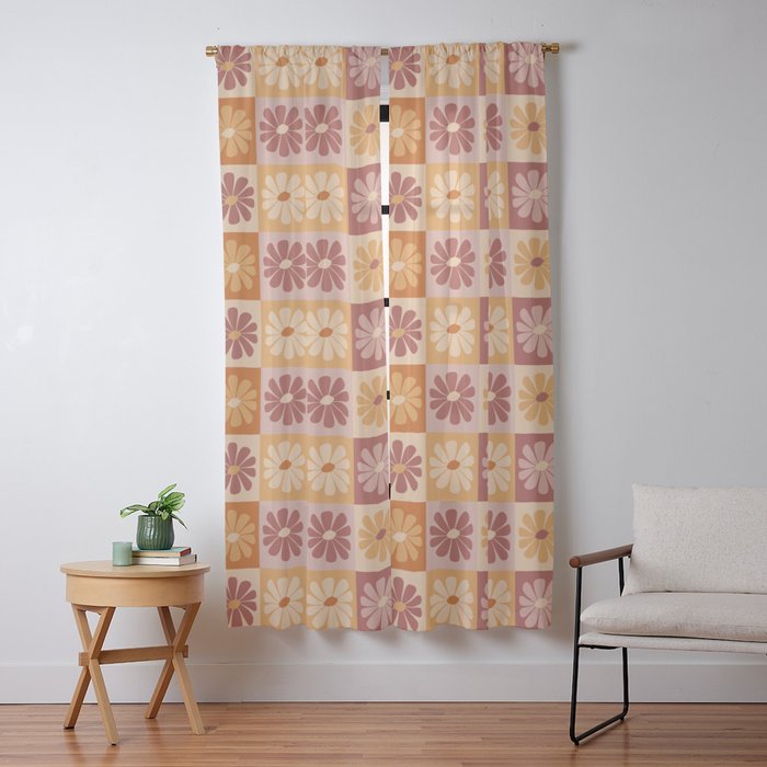 70's Daisy Bloom  Window Curtain
