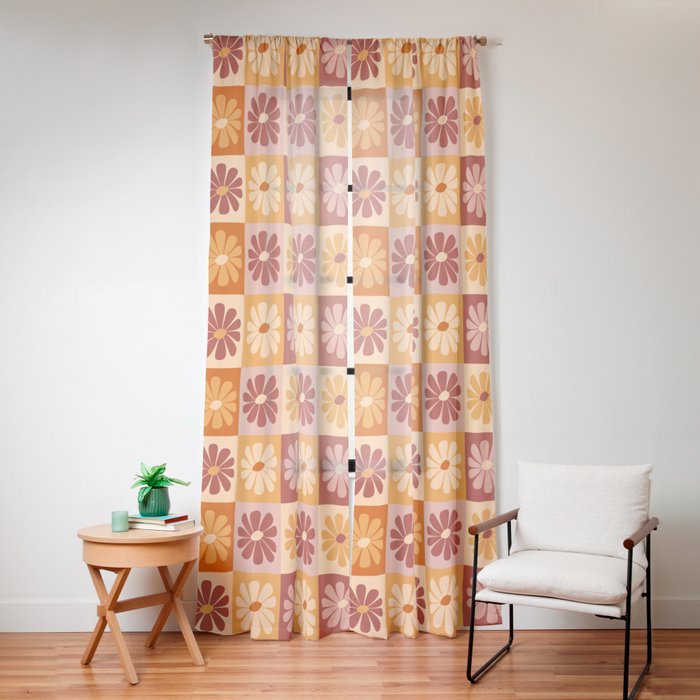 70's Daisy Bloom  Window Curtain