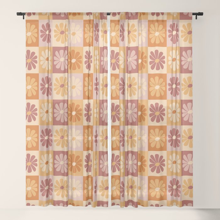 70's Daisy Bloom  Window Curtain