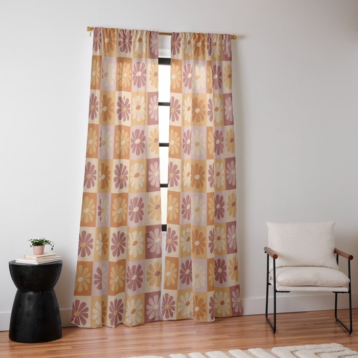 70's Daisy Bloom  Window Curtain